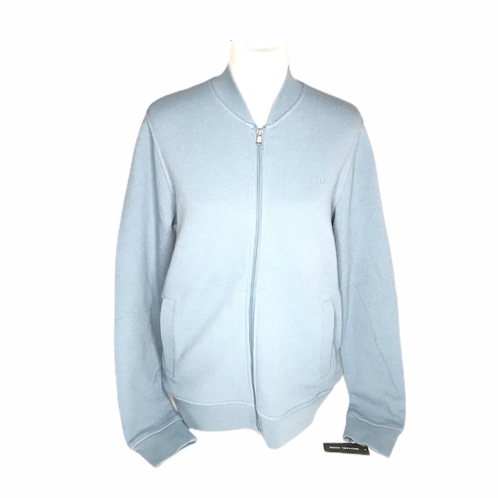 Michael Kors Full Zipper Sweater, Chambray, Blue, Medium and Large